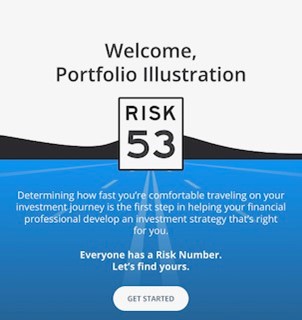 A welcome screen for the risk 5 3 website.